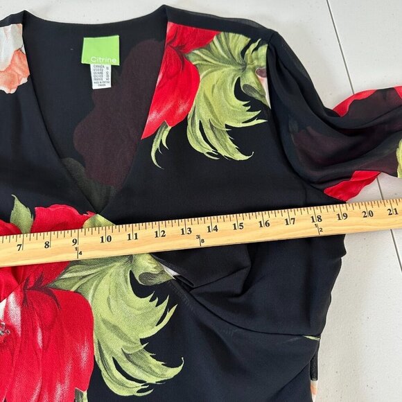 Citrine of Canada Midi Dress Sz 10 Black Floral Y2K Whimsigoth Dark Romantic Vtg - Picture 7 of 11
